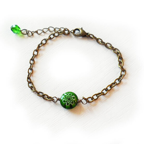 Pulsera Flor Millefiori Santa Croce verde