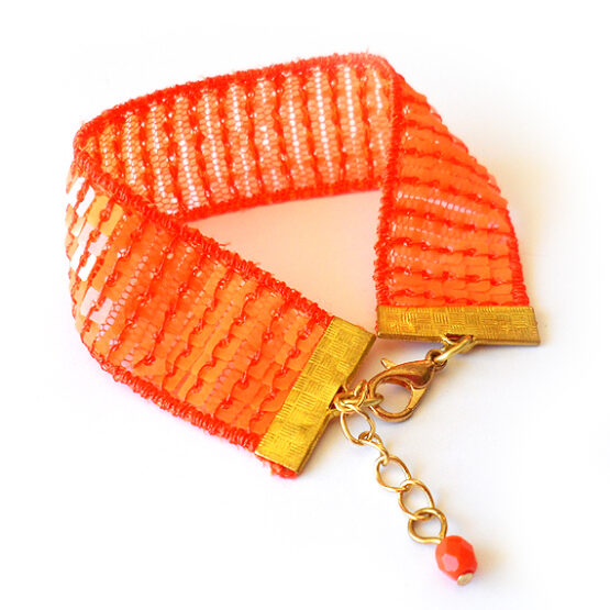 Pulsera Lentejuelas Naranja Neon