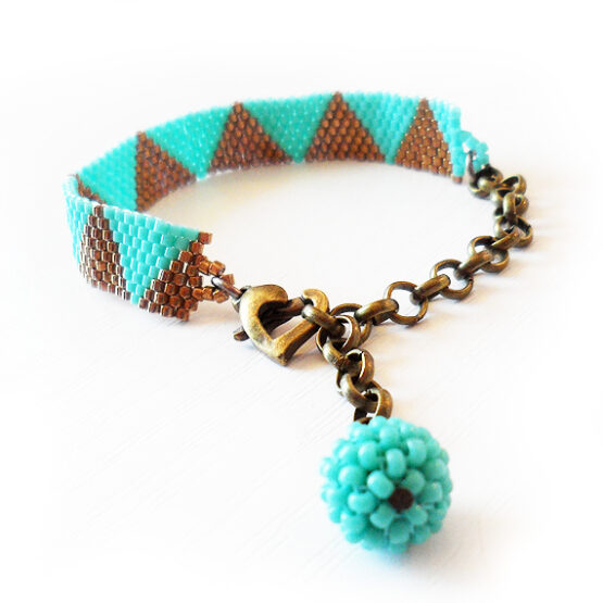 Pulsera Ashley - Pulsera Triangulos Azul y Bronce - Pulsera Alma de Dicope