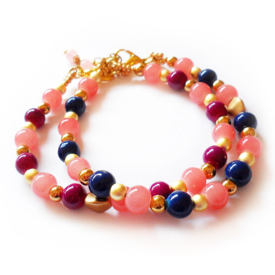 Pulseras Elafonisi con cuentas de cristal rosa coral