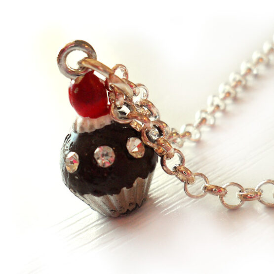Colgante Cupcake Chocolate Esmalte Con Strass