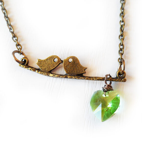 Collar Pajaritos Enamorados con Corazon de Swarovski