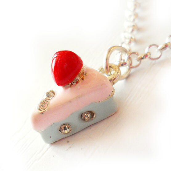 Collar Pastel Esmaltado con Strass - Colgante Trozo de Tarta