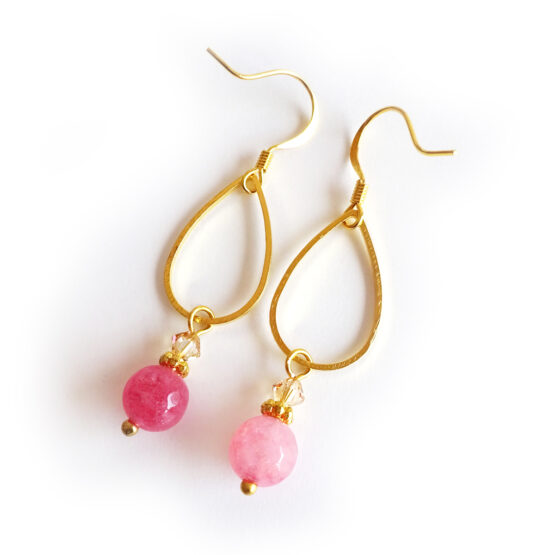 Pendientes Lagrima con Agata Rosa