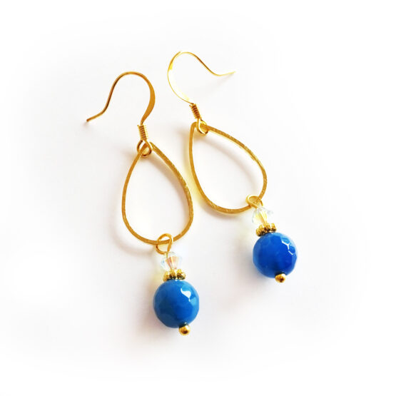 Pendientes Lagrima con Agata Azul Marino