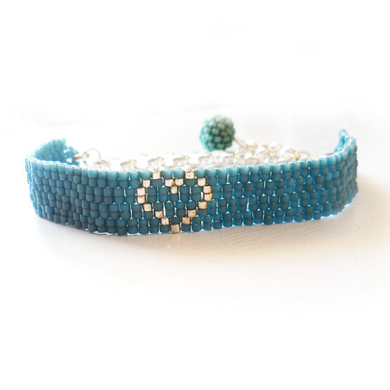 Pulsera Laura – Pulsera Corazón Alma de Dicope en Azul y Plata