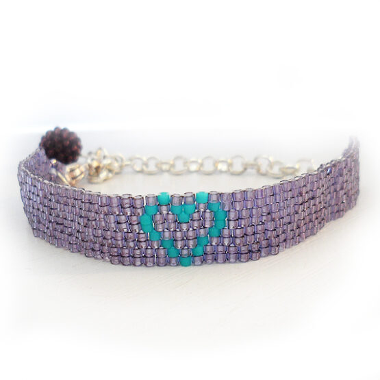 Pulsera Julia – Pulsera Corazón Alma de Dicope en Lila y Turquesa