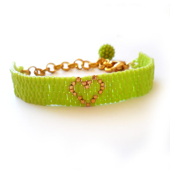 Pulsera Jennifer – Pulsera Corazón Alma de Dicope en Verde y Dorado