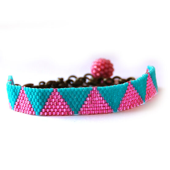 Pulsera Aurora – Pulsera Triangulos Turquesa y Rosa
