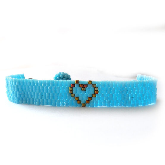 Pulsera Natalia – Pulsera Corazón Alma de Dicope en Azul y Bronce