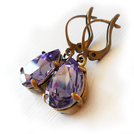 Pendientes Lagrima Swarovski Tanzanite